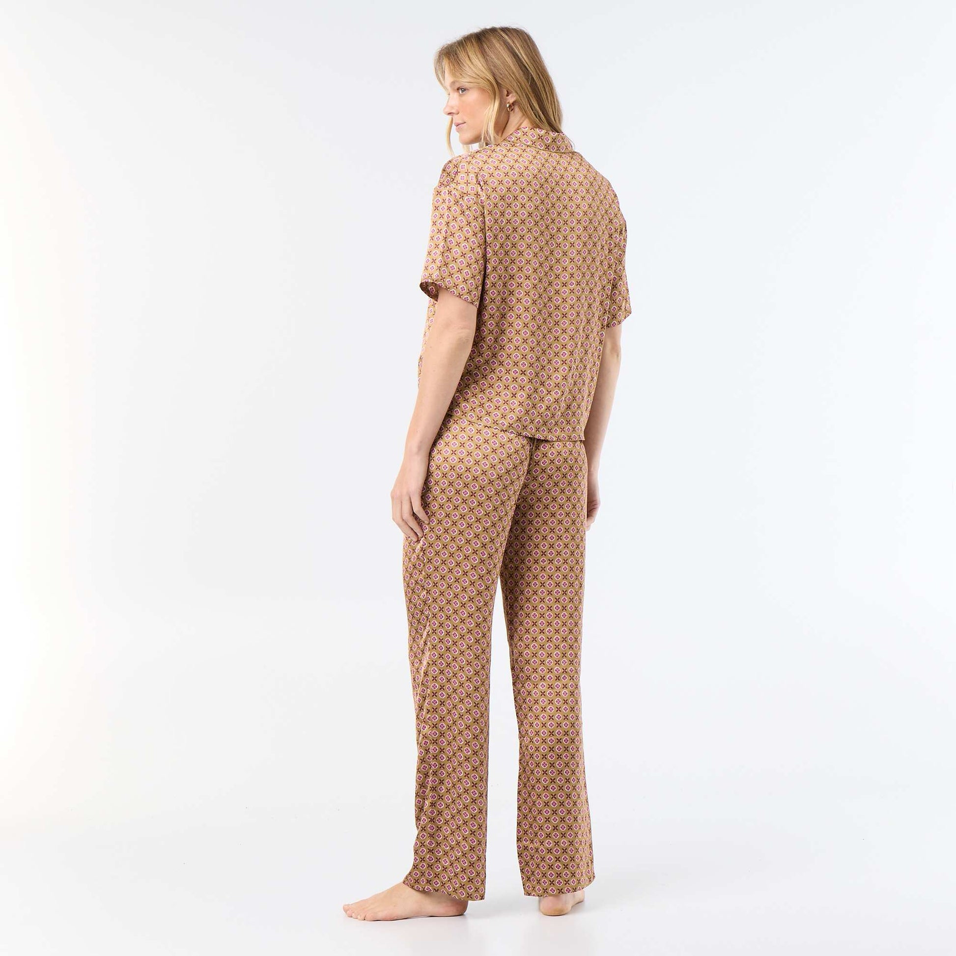 Lightweight Printed Knit Pajamas BROWN