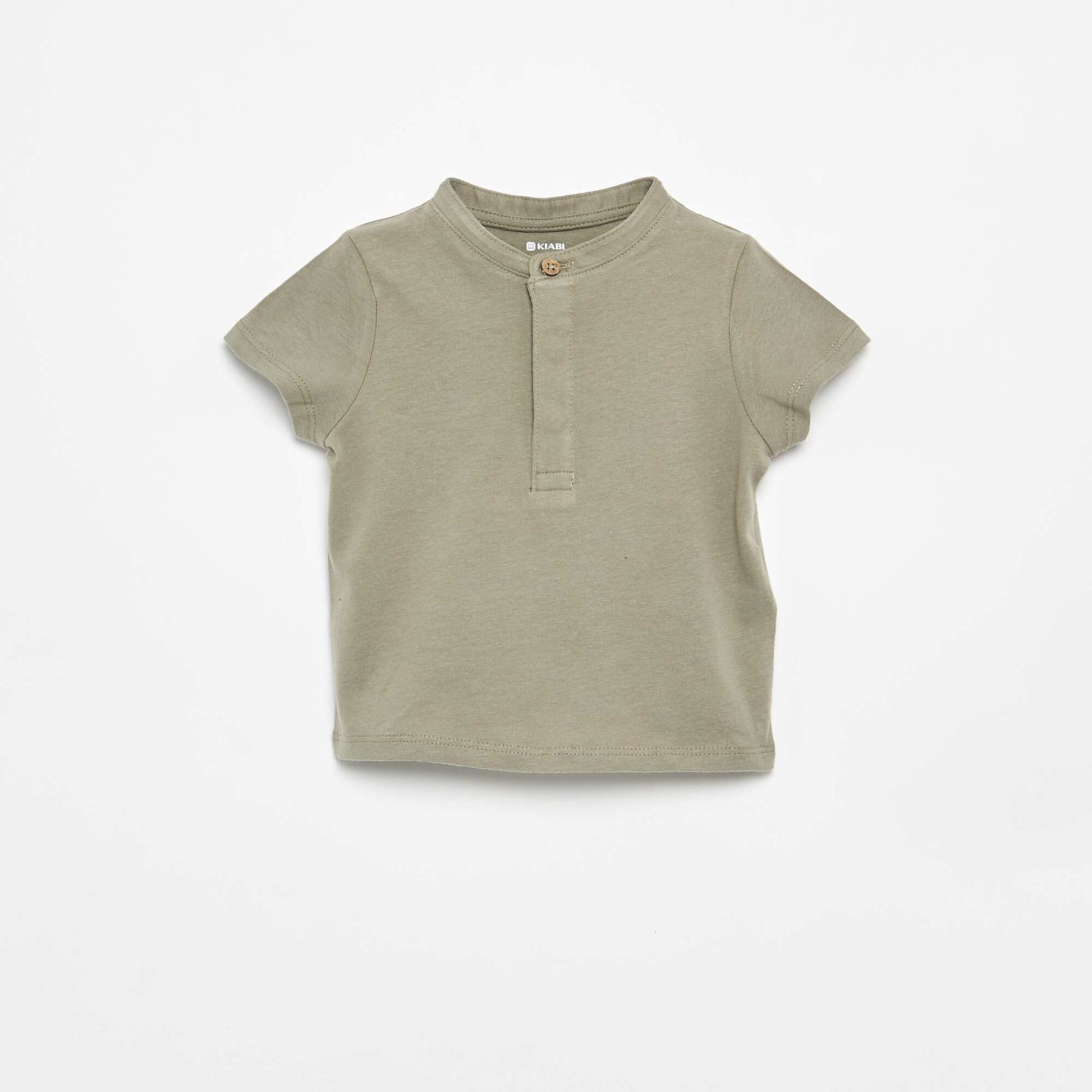 Mao Collar T-Shirt and Trousers Set - 2 Pieces WHITE