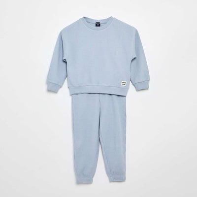 Waffle knit jogging set - 2 pieces BLUE