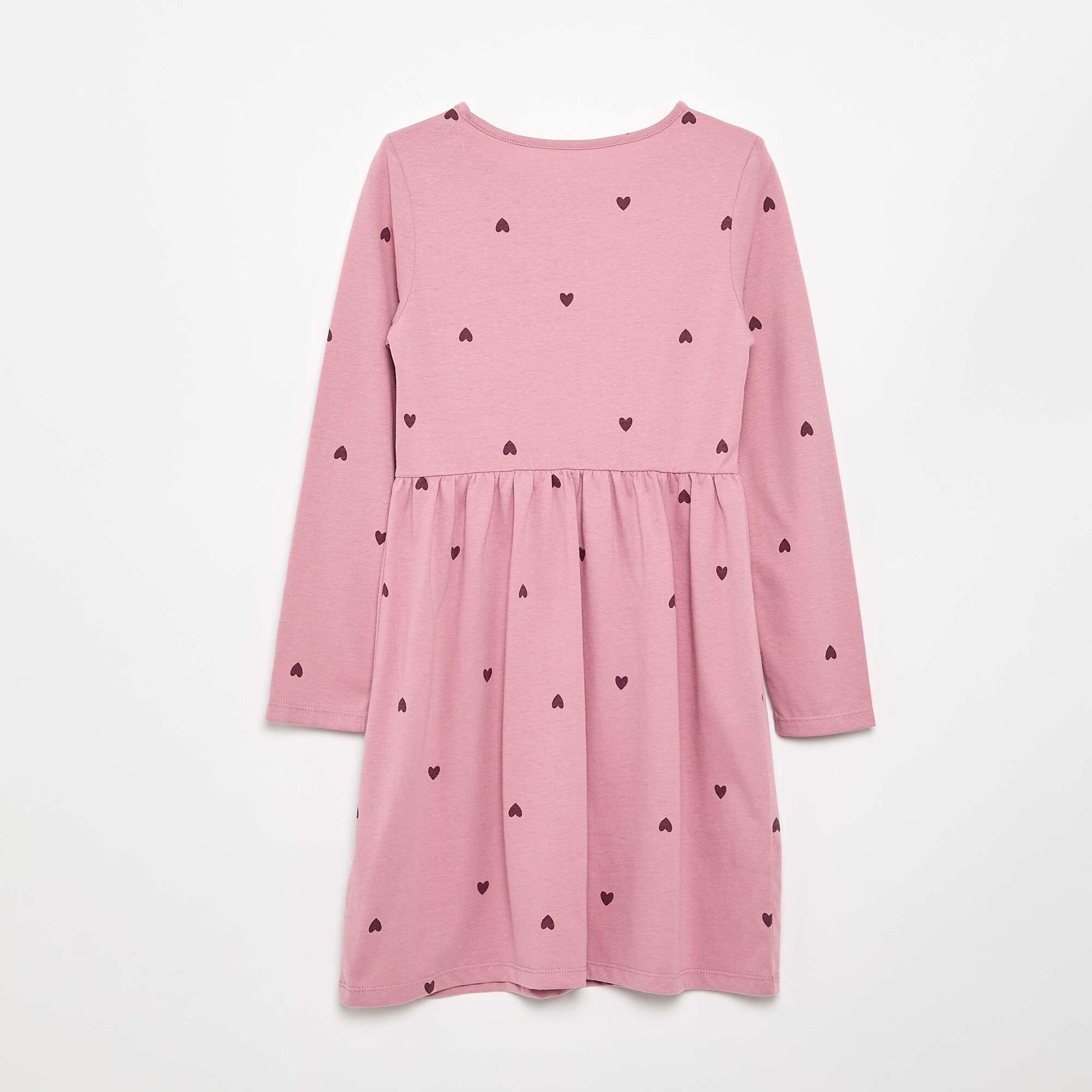 Long-sleeved cotton jersey dress PINK