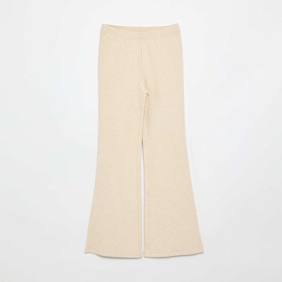 Ribbed flare leggings BEIGE