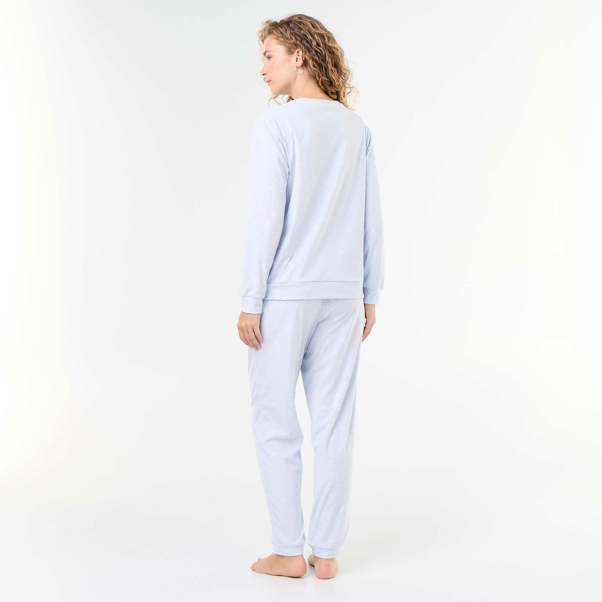 2-piece long fleece pajama set BLUE