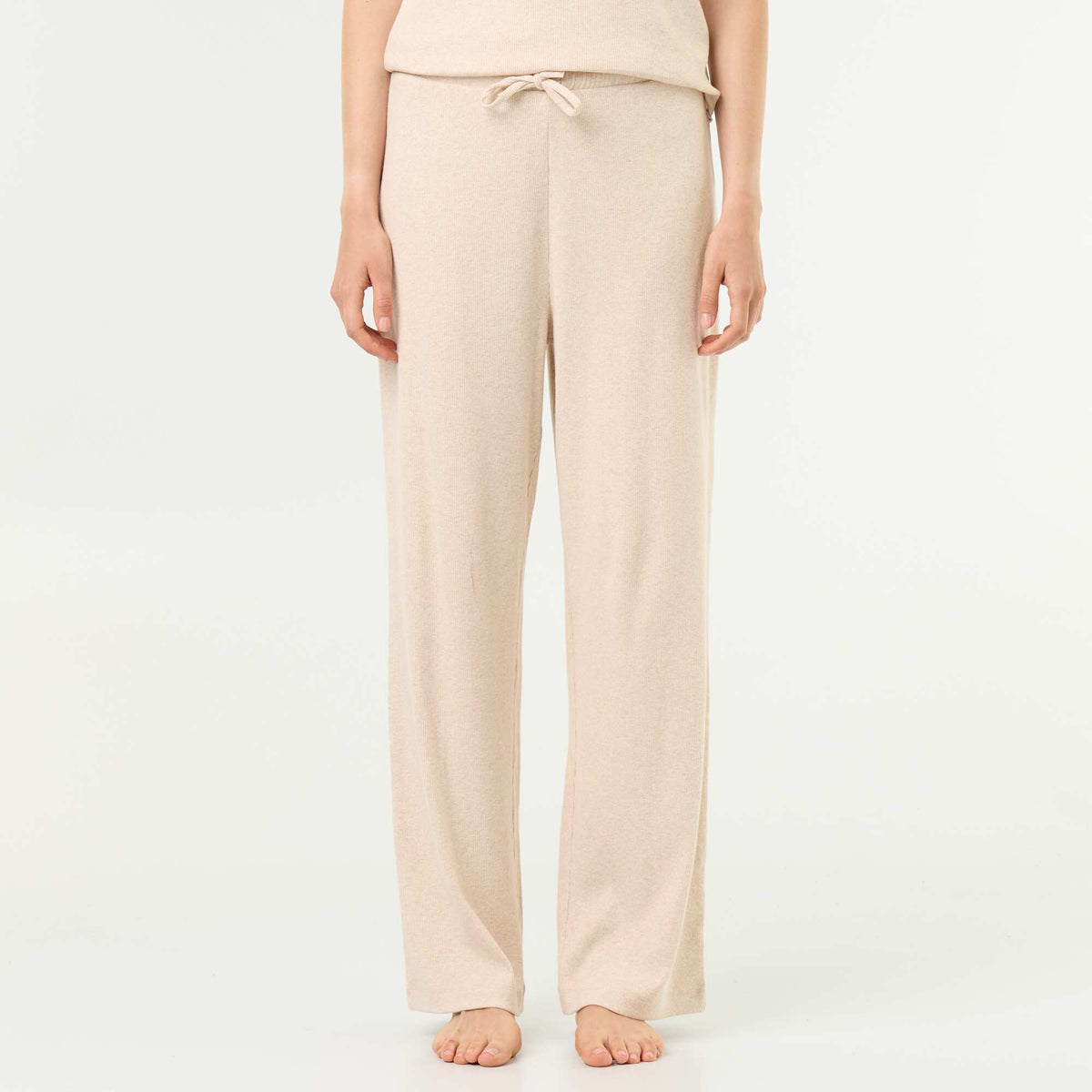 Ribbed Knit Pajama Pants BEIGE