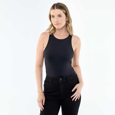 Sleeveless Plain Bodysuit BLACK