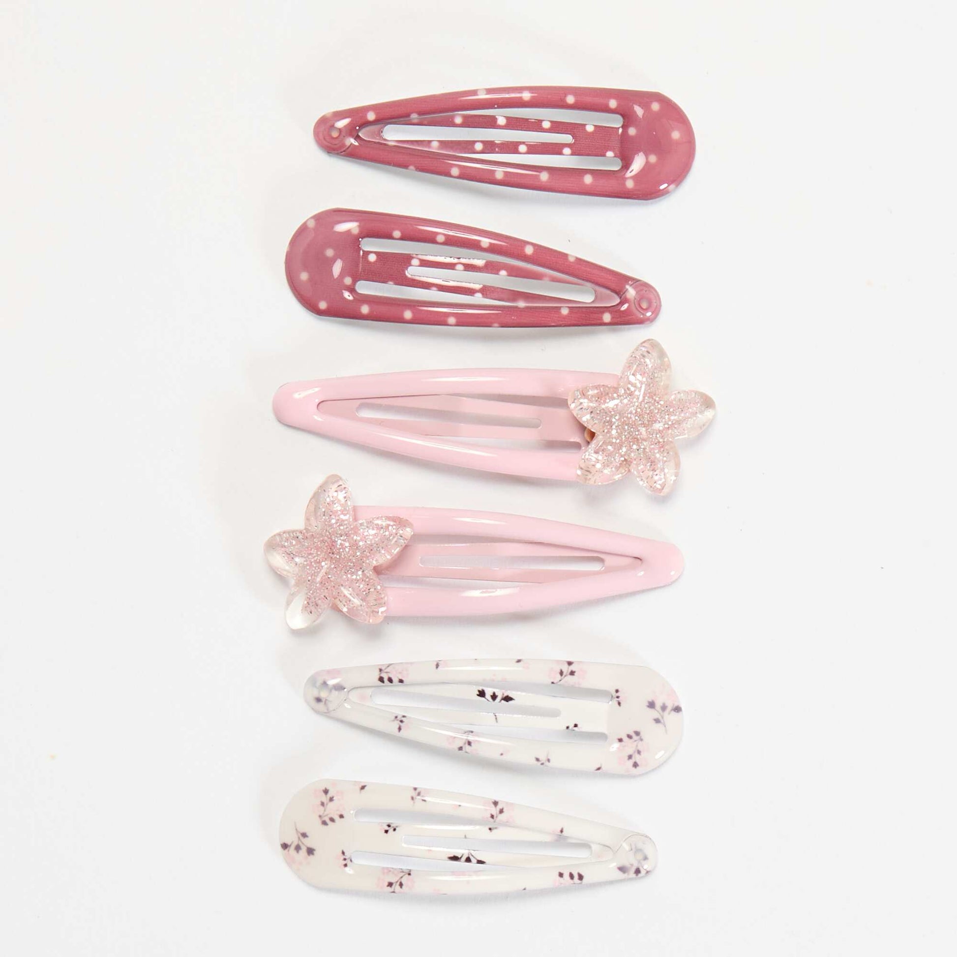 Set of 6 snap clips PINK