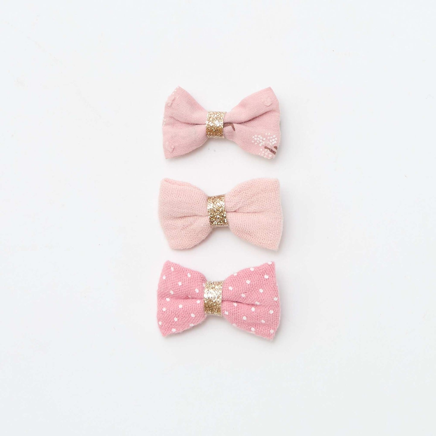 Set of 3 Bow Crocodile Clips PINK