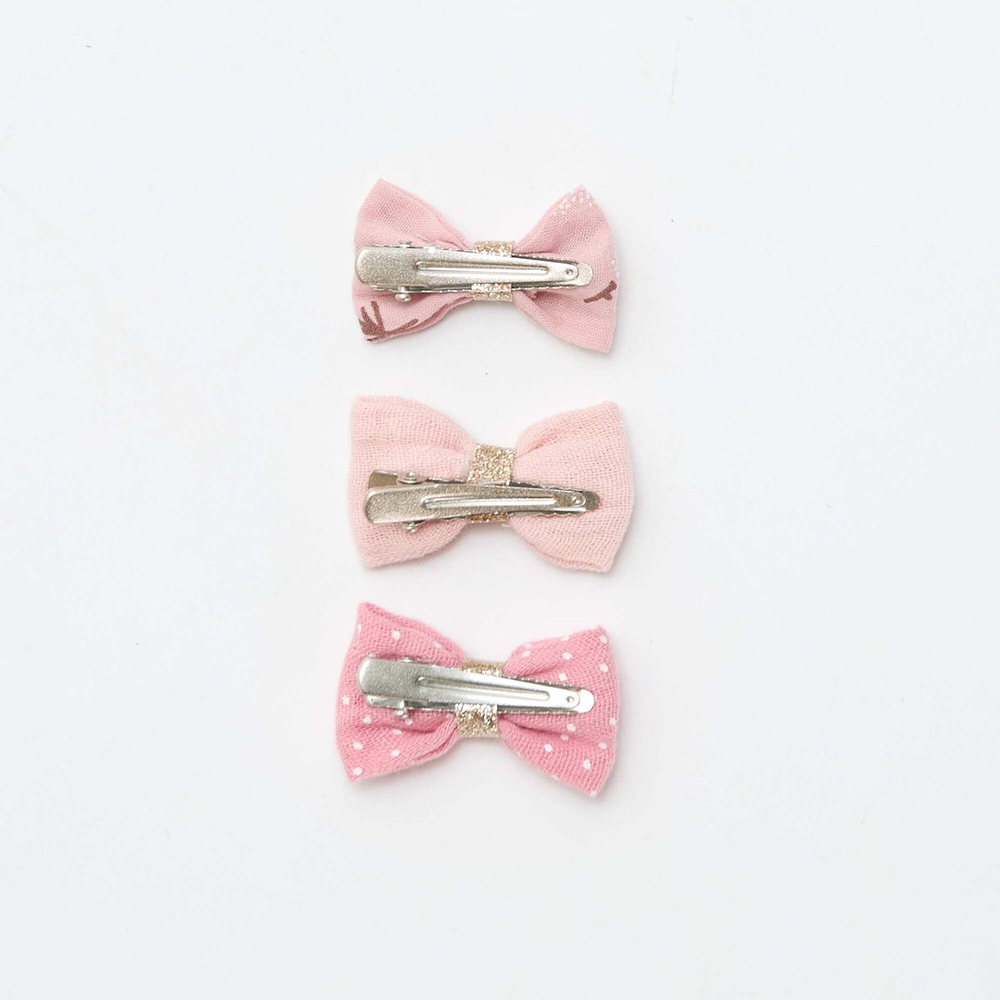 Set of 3 Bow Crocodile Clips PINK