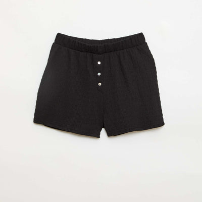 Waffle knit shorts BLACK