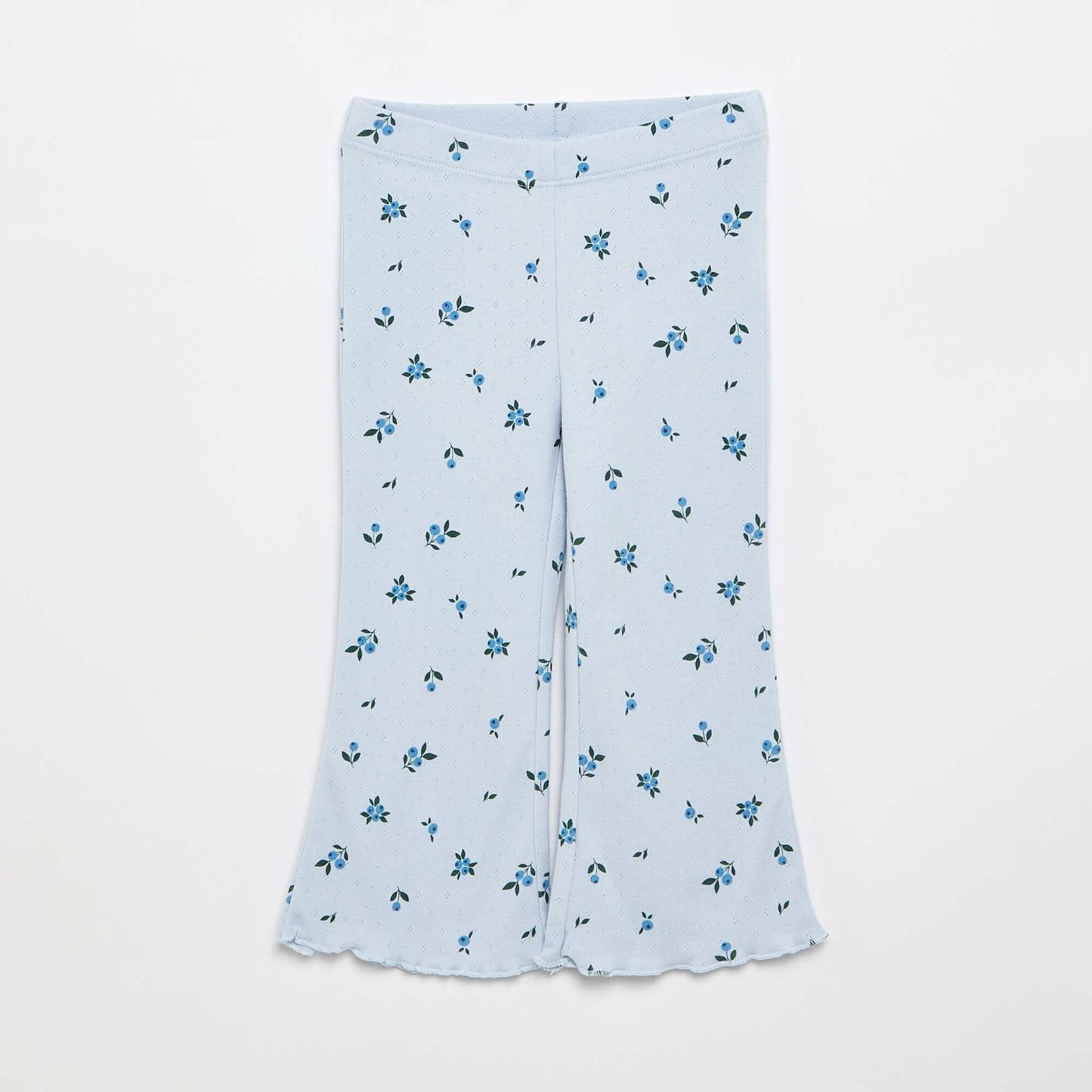 Pointelle knit T-shirt + trousers - 2-piece set BLUE