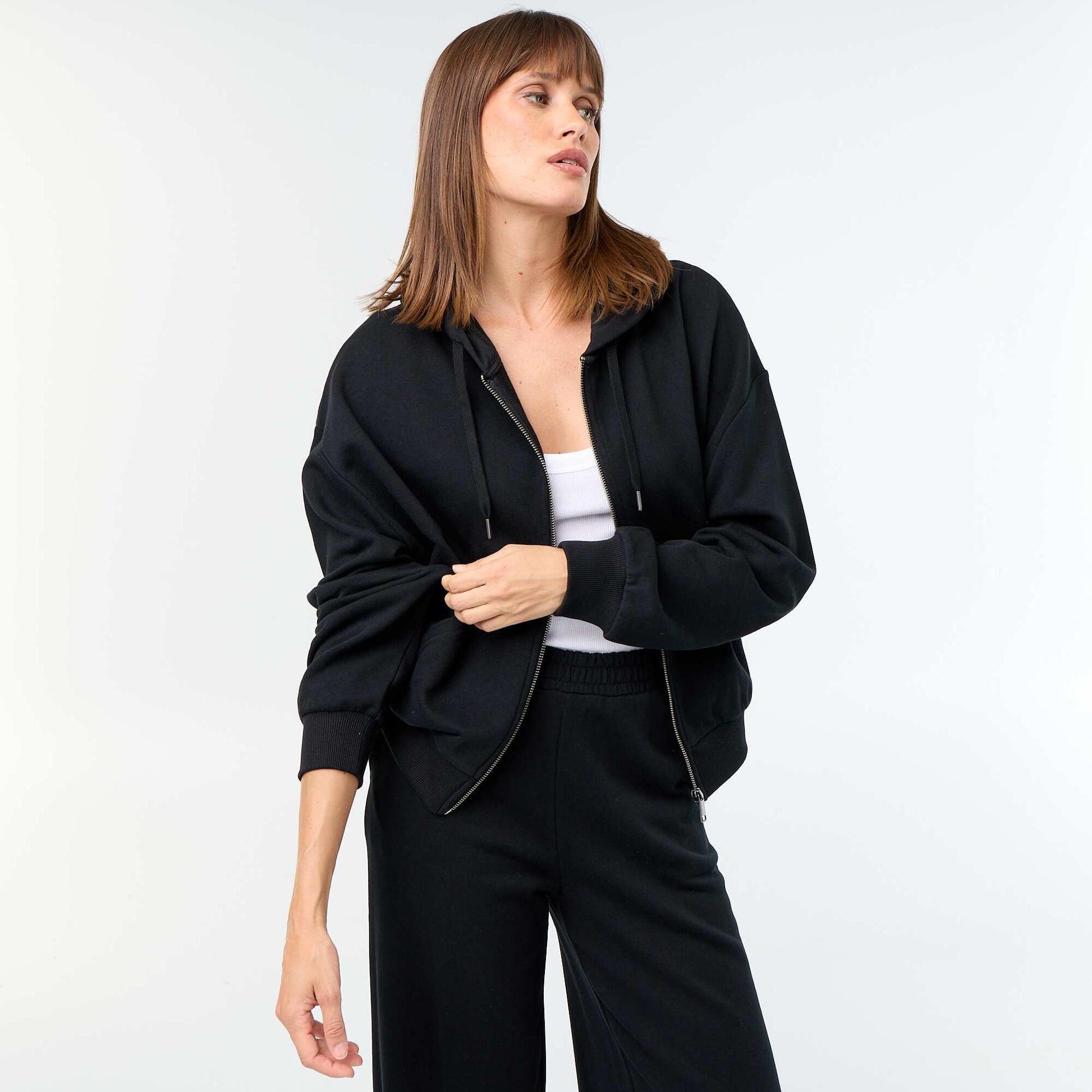 Basic Lightweight French Terry Sweatshirt BLACK