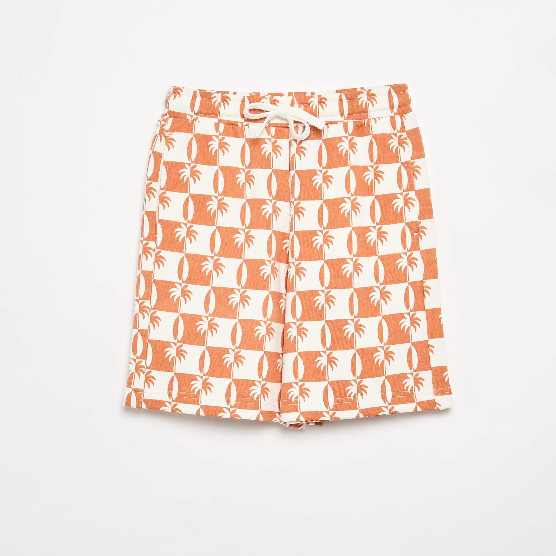 Printed French Terry Bermuda Shorts RED