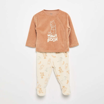 'Mickey Mouse' Velvet Pyjama Set - 2 Pieces BROWN
