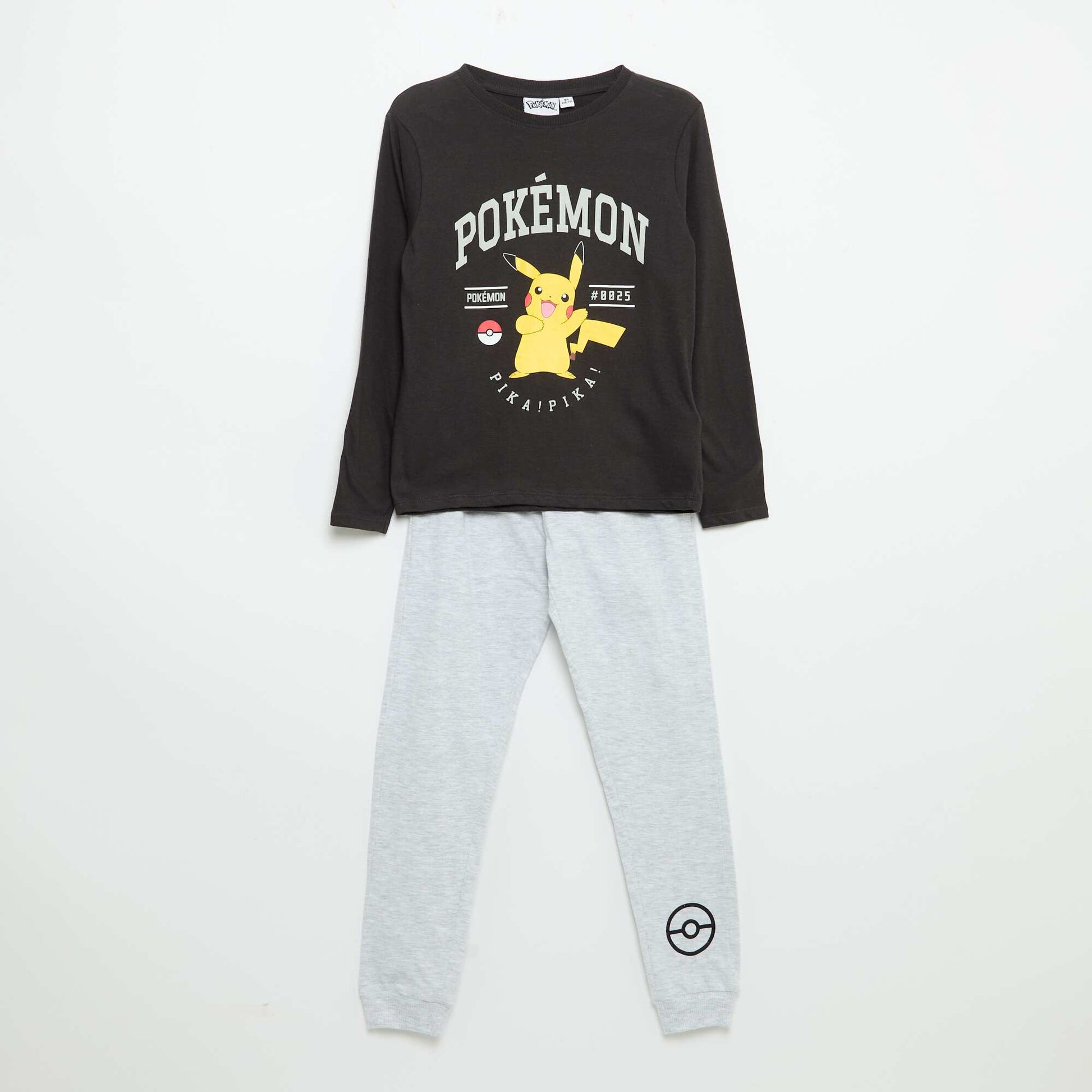 Long \'Pikachu\' \'Pokémon\' 2-piece pajama set BLACK