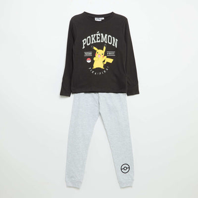 Long \'Pikachu\' \'Pokémon\' 2-piece pajama set BLACK