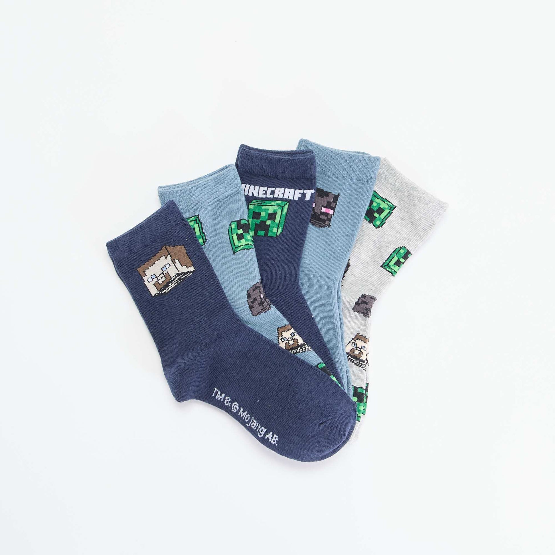 Pack of 5 'Minecraft' Socks GREY