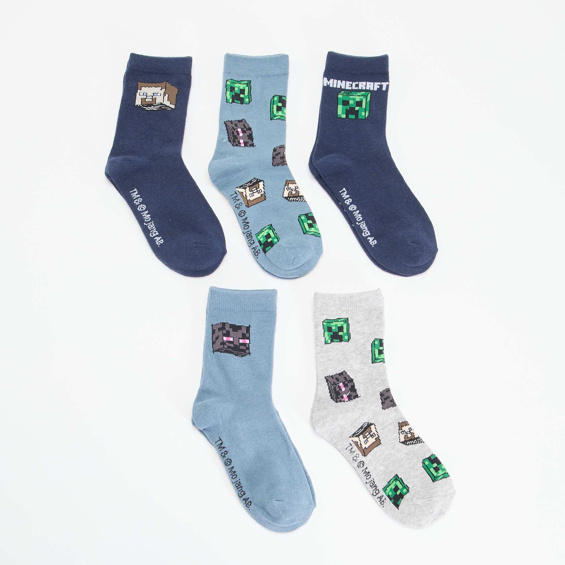 Pack of 5 'Minecraft' Socks GREY