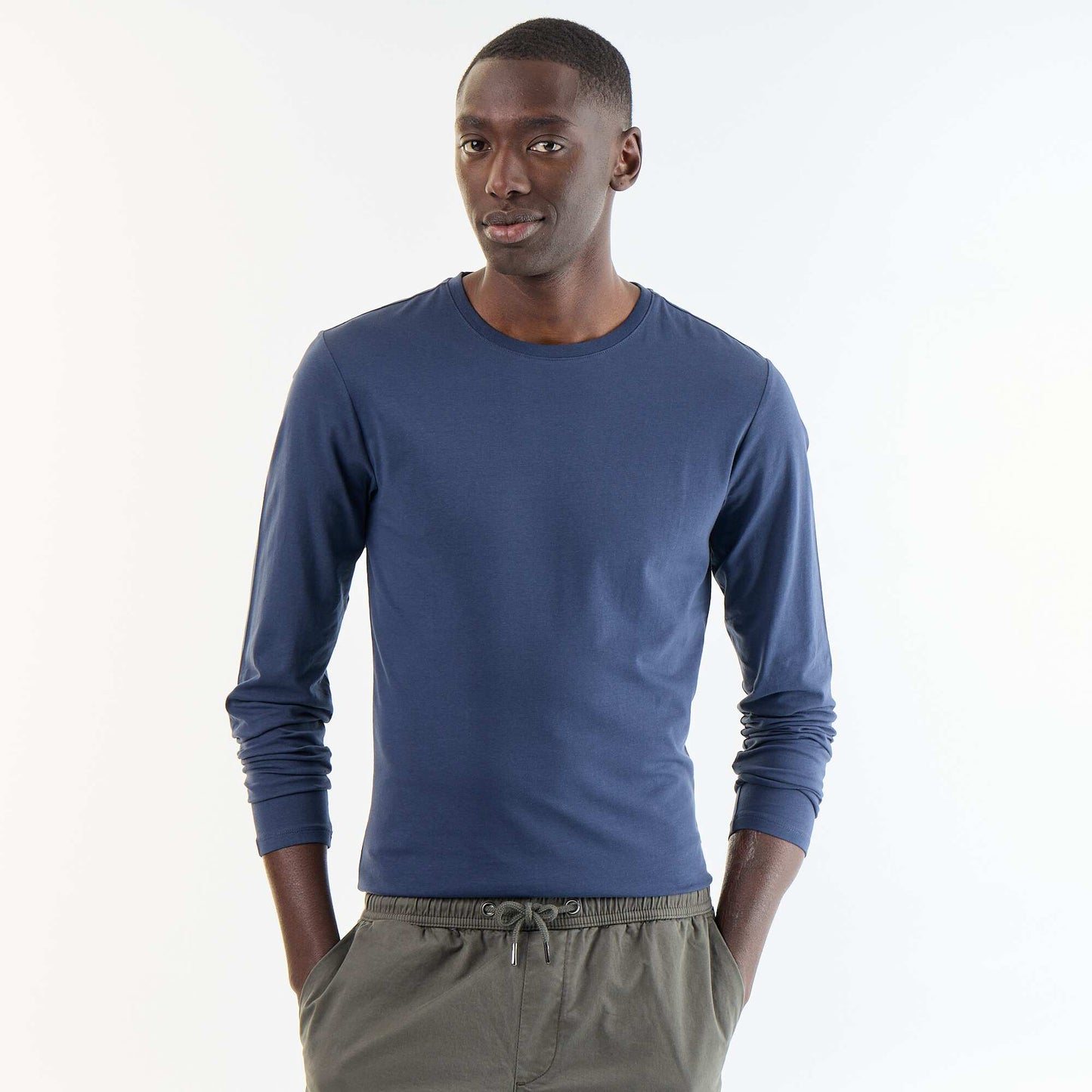 Plain Long-Sleeved T-Shirt BLUE