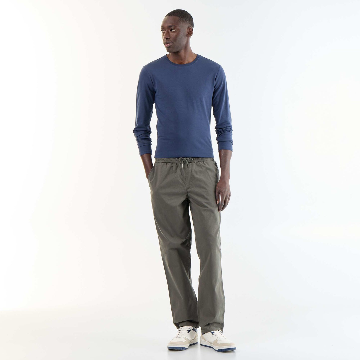 Plain Long-Sleeved T-Shirt BLUE