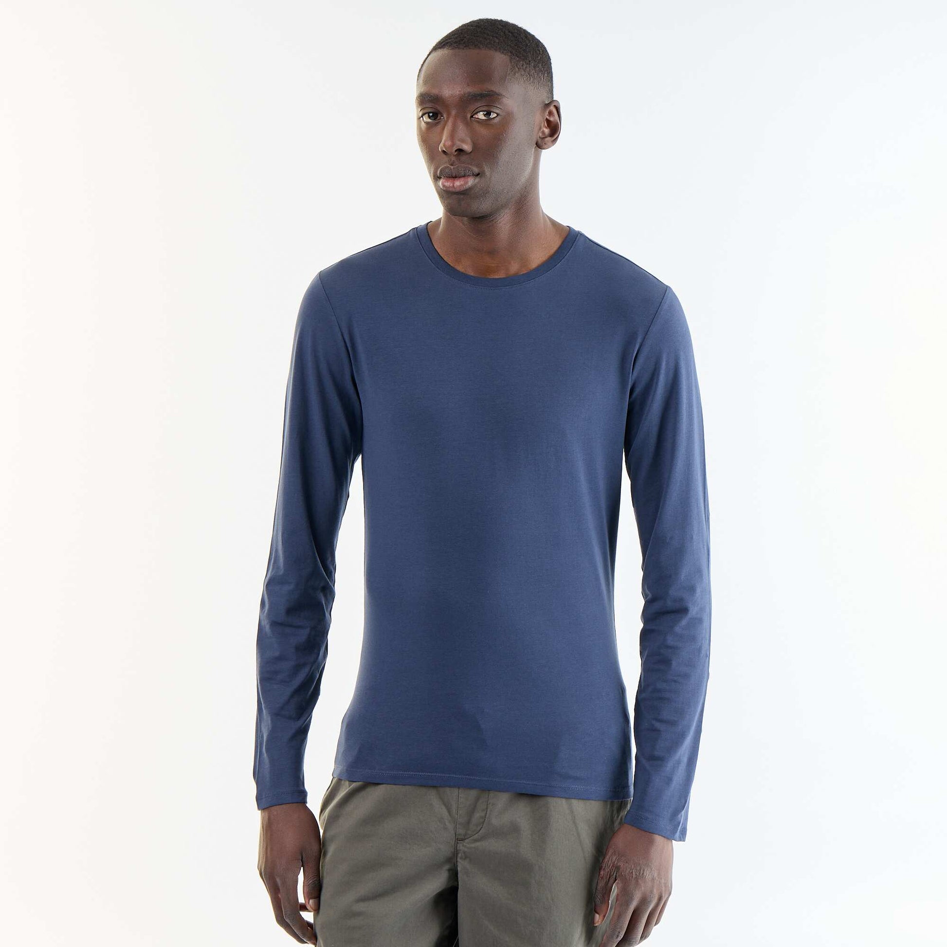 Plain Long-Sleeved T-Shirt BLUE