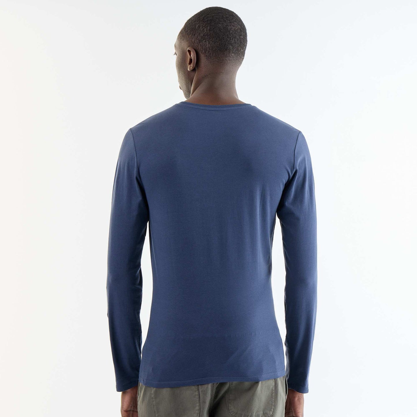 Plain Long-Sleeved T-Shirt BLUE