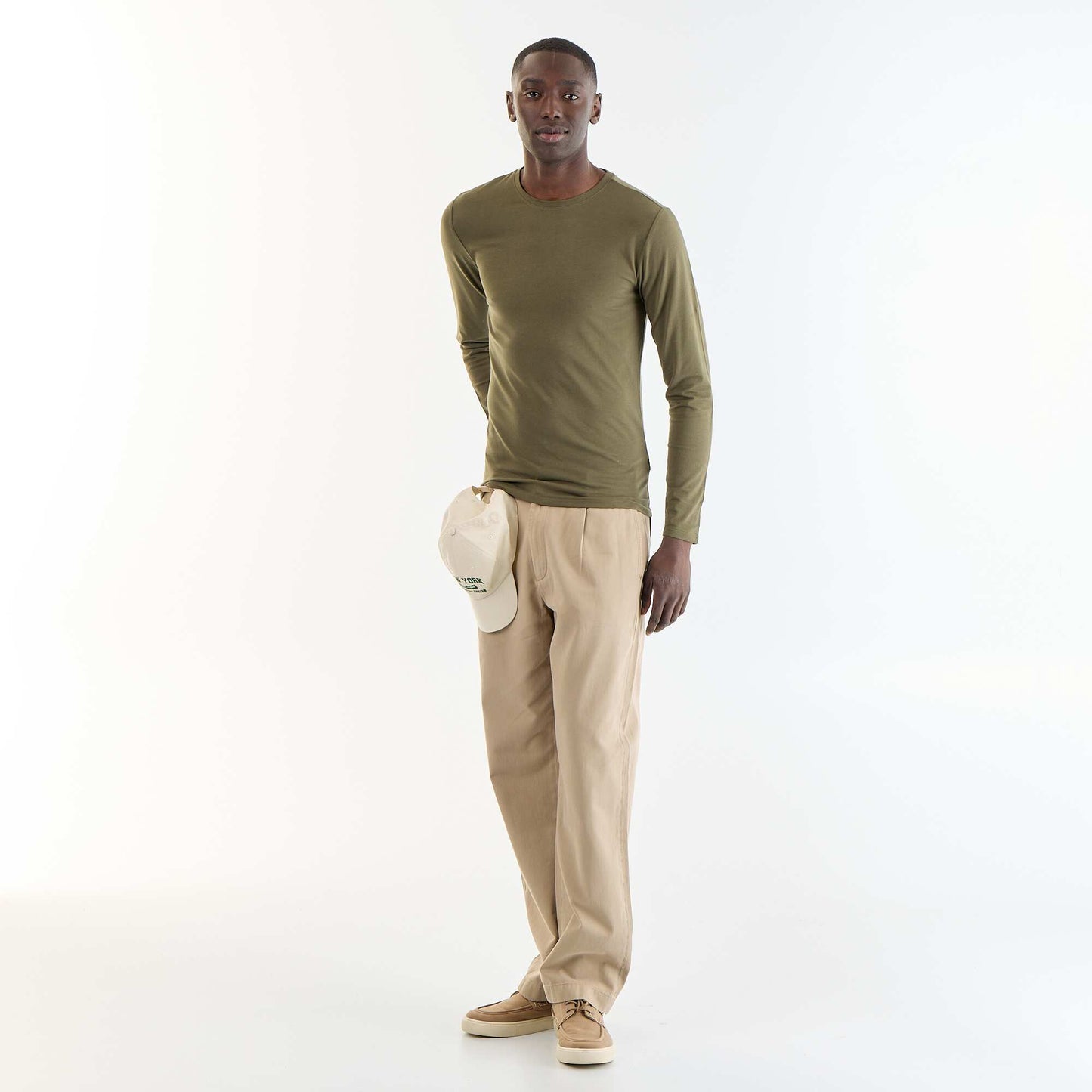 Plain Long-Sleeved T-Shirt KHAKI