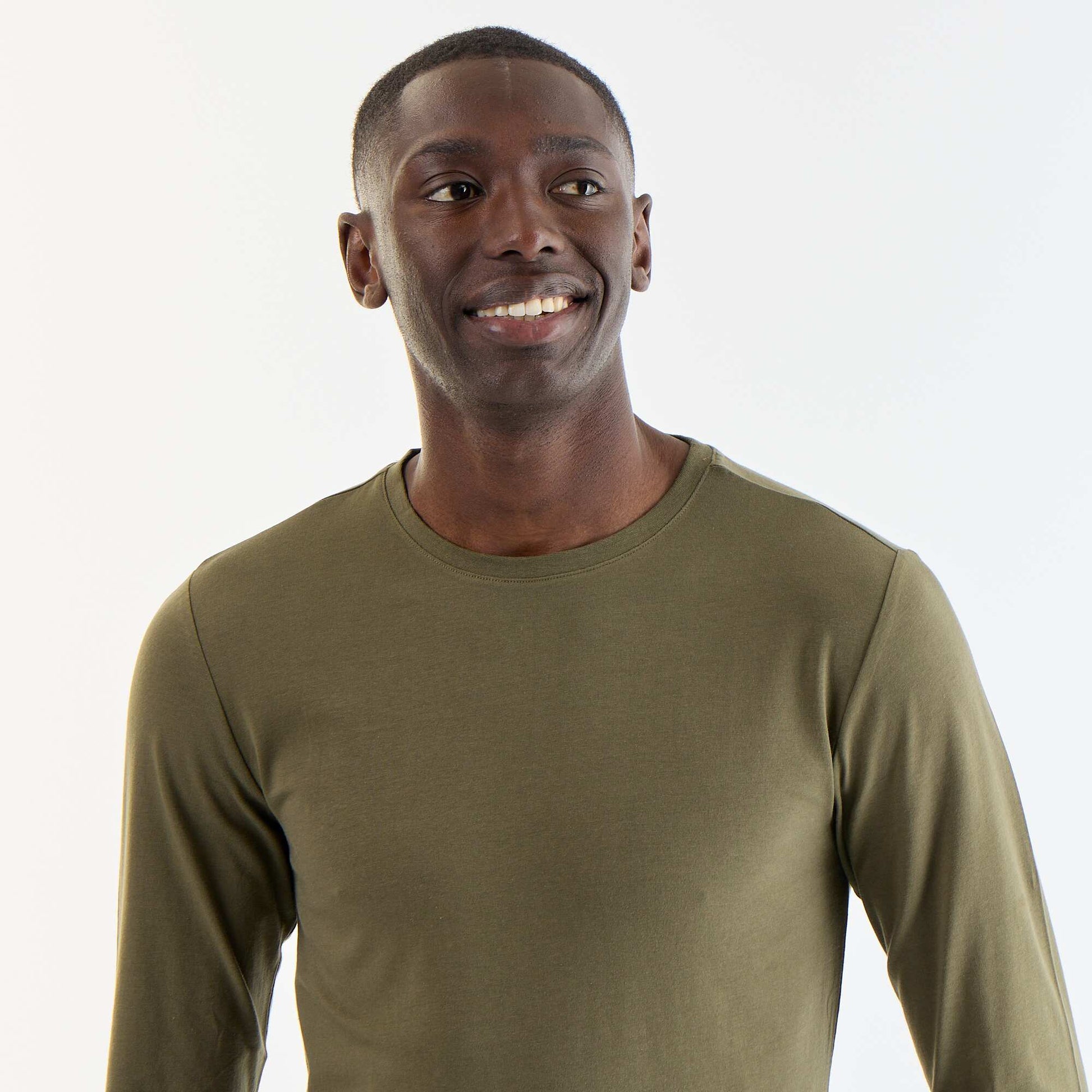 Plain Long-Sleeved T-Shirt KHAKI