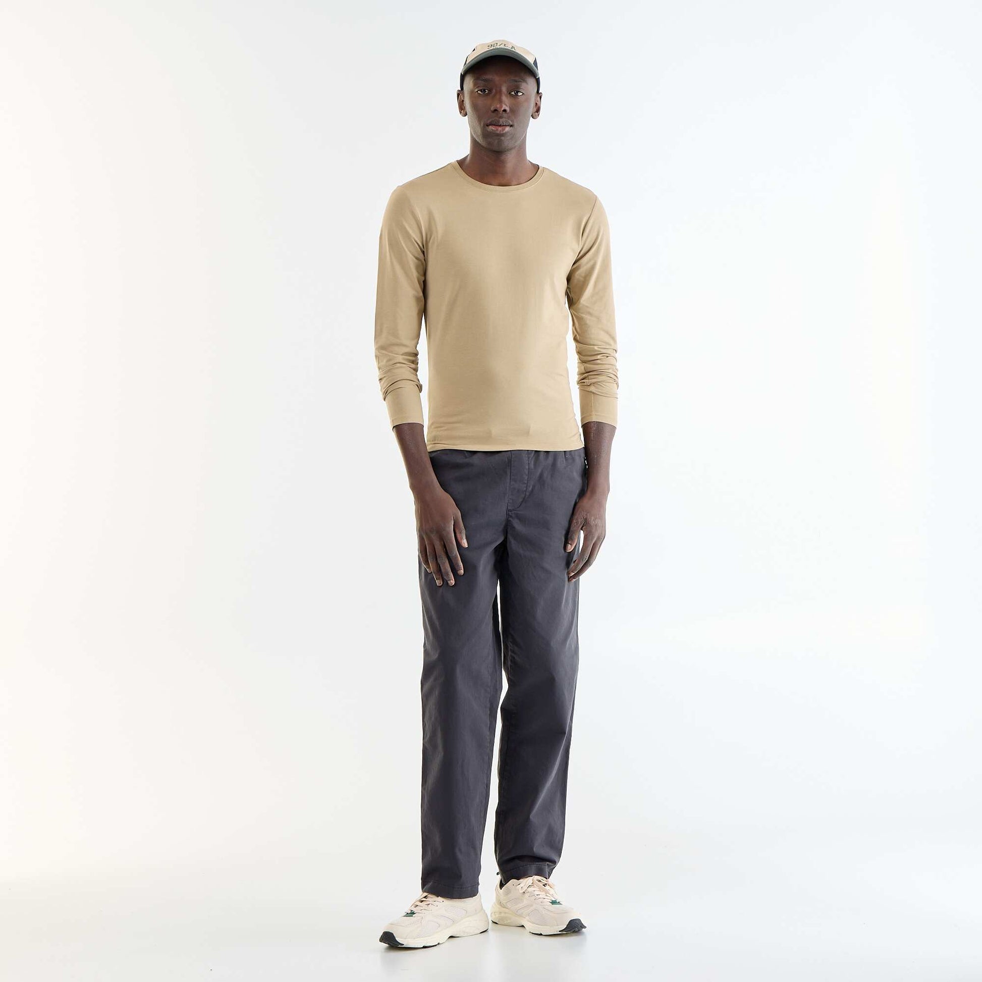 Plain Long-Sleeved T-Shirt BEIGE