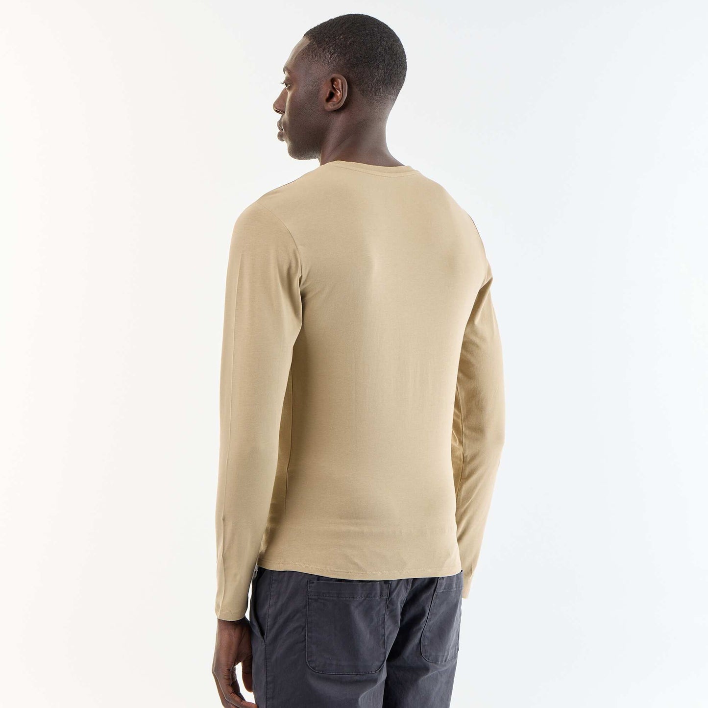Plain Long-Sleeved T-Shirt BEIGE
