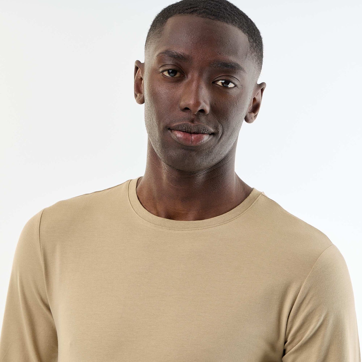 Plain Long-Sleeved T-Shirt BEIGE