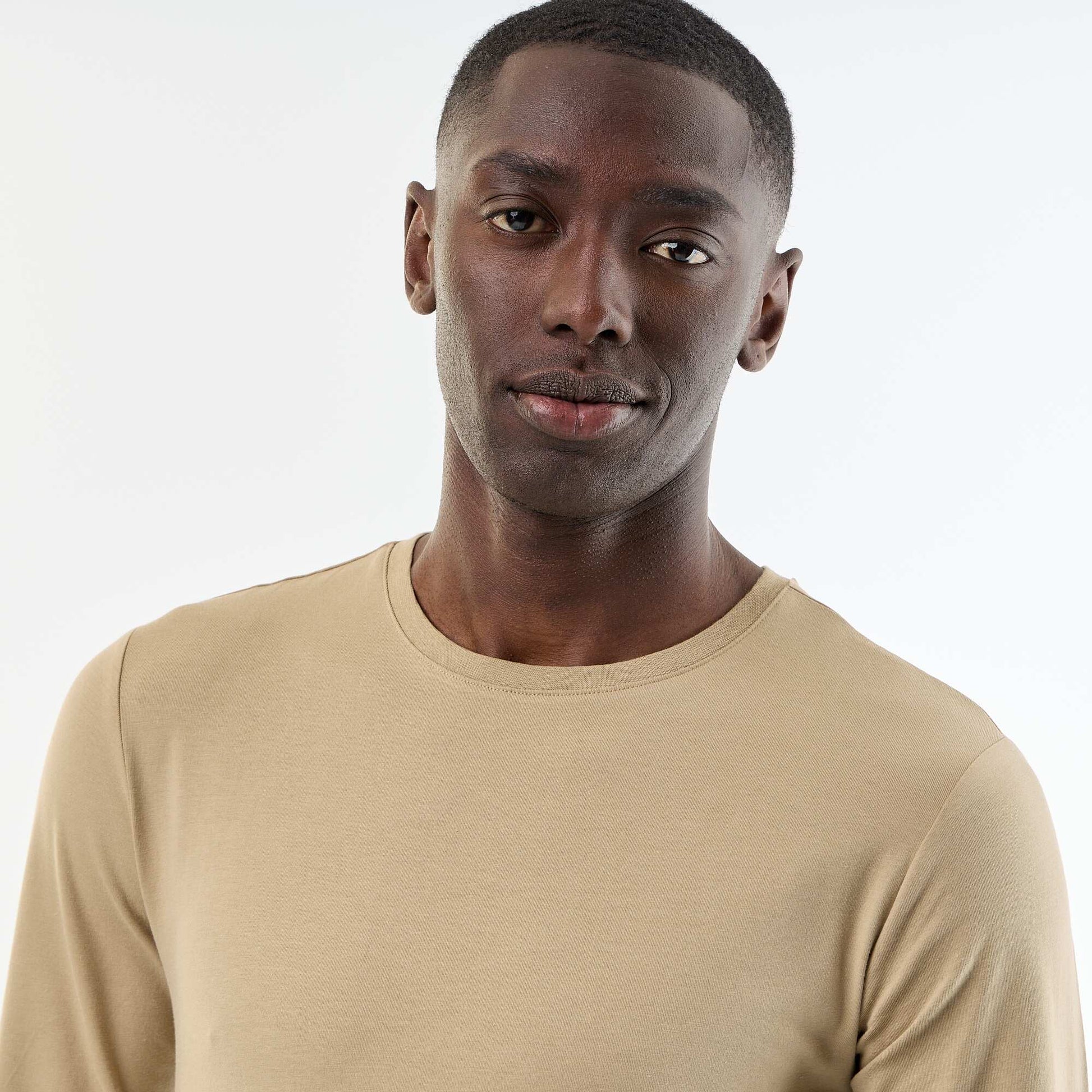 Plain Long-Sleeved T-Shirt BEIGE