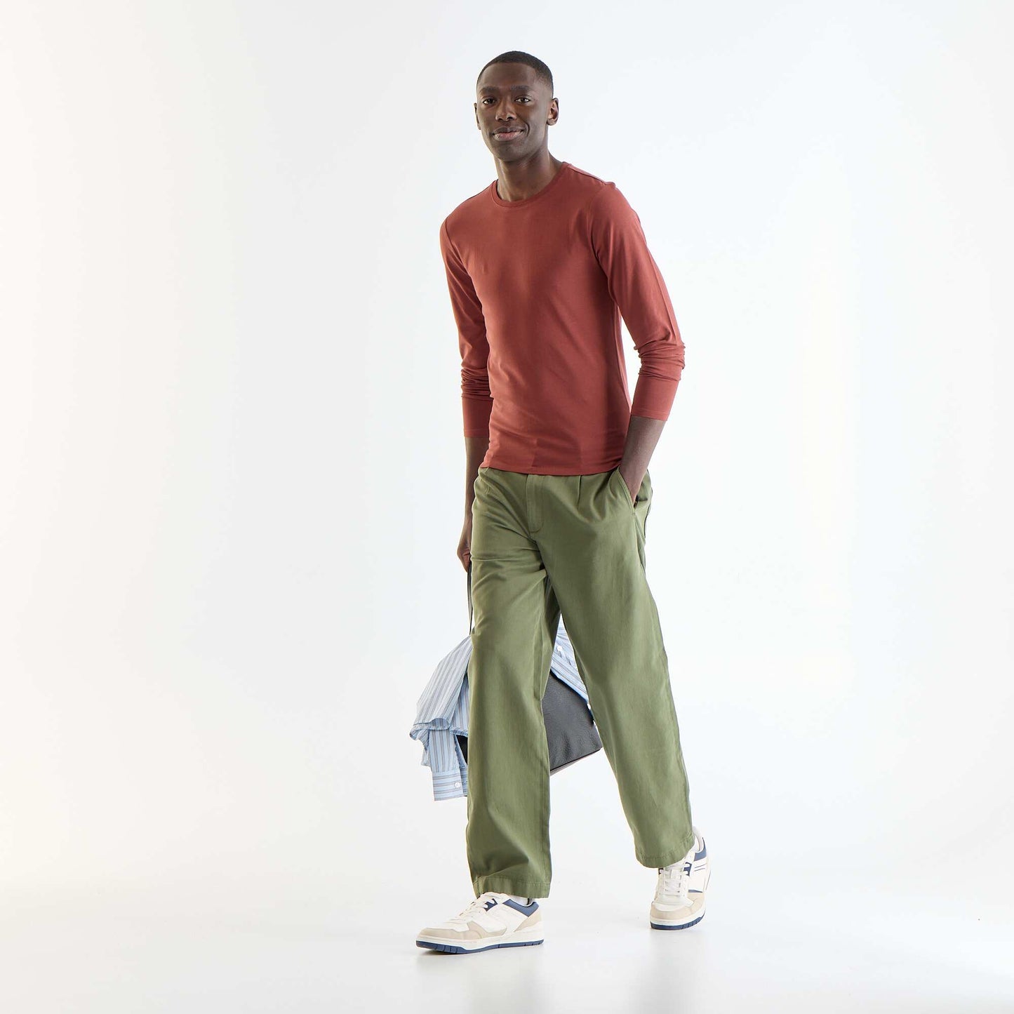 Plain Long-Sleeved T-Shirt BROWN