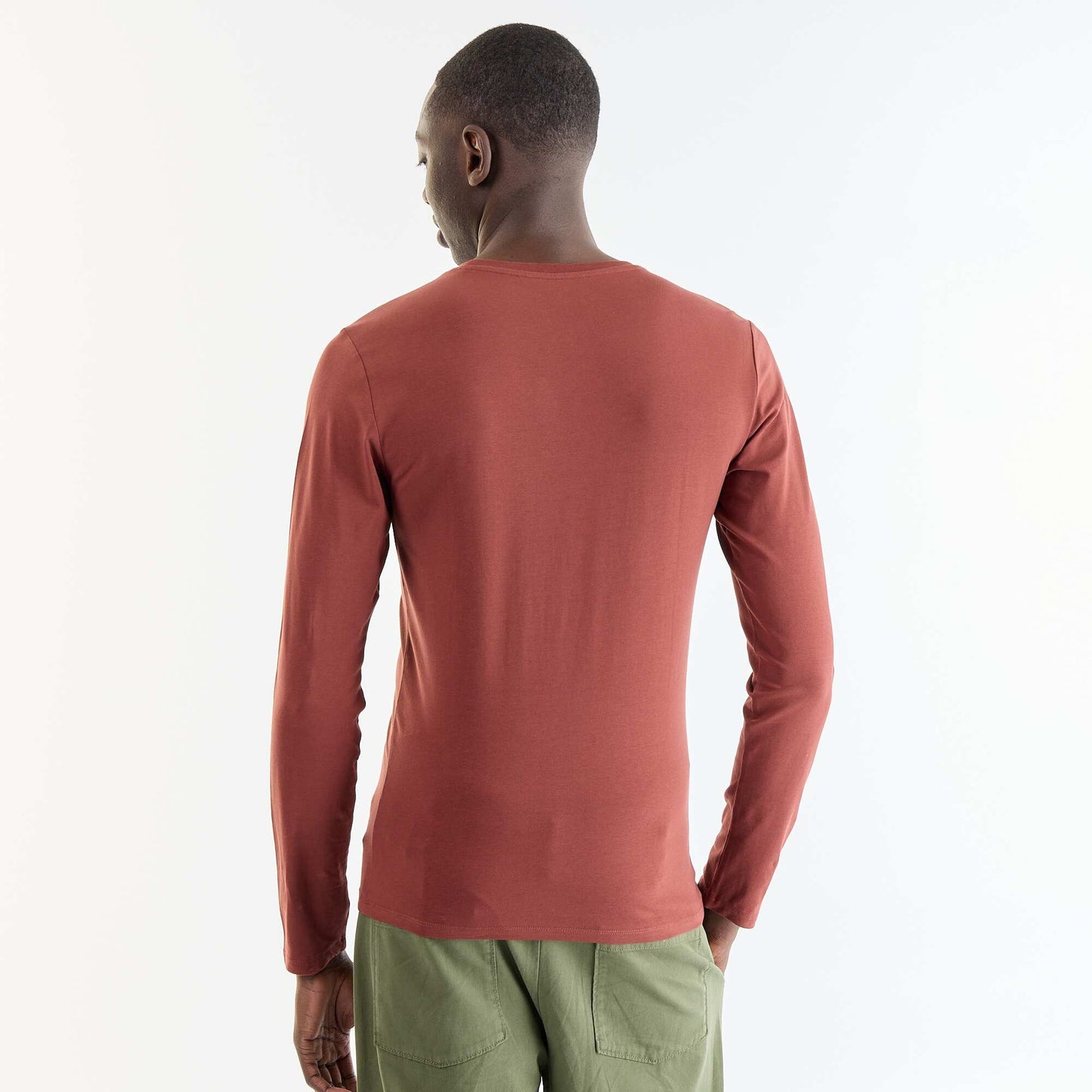 Plain Long-Sleeved T-Shirt BROWN