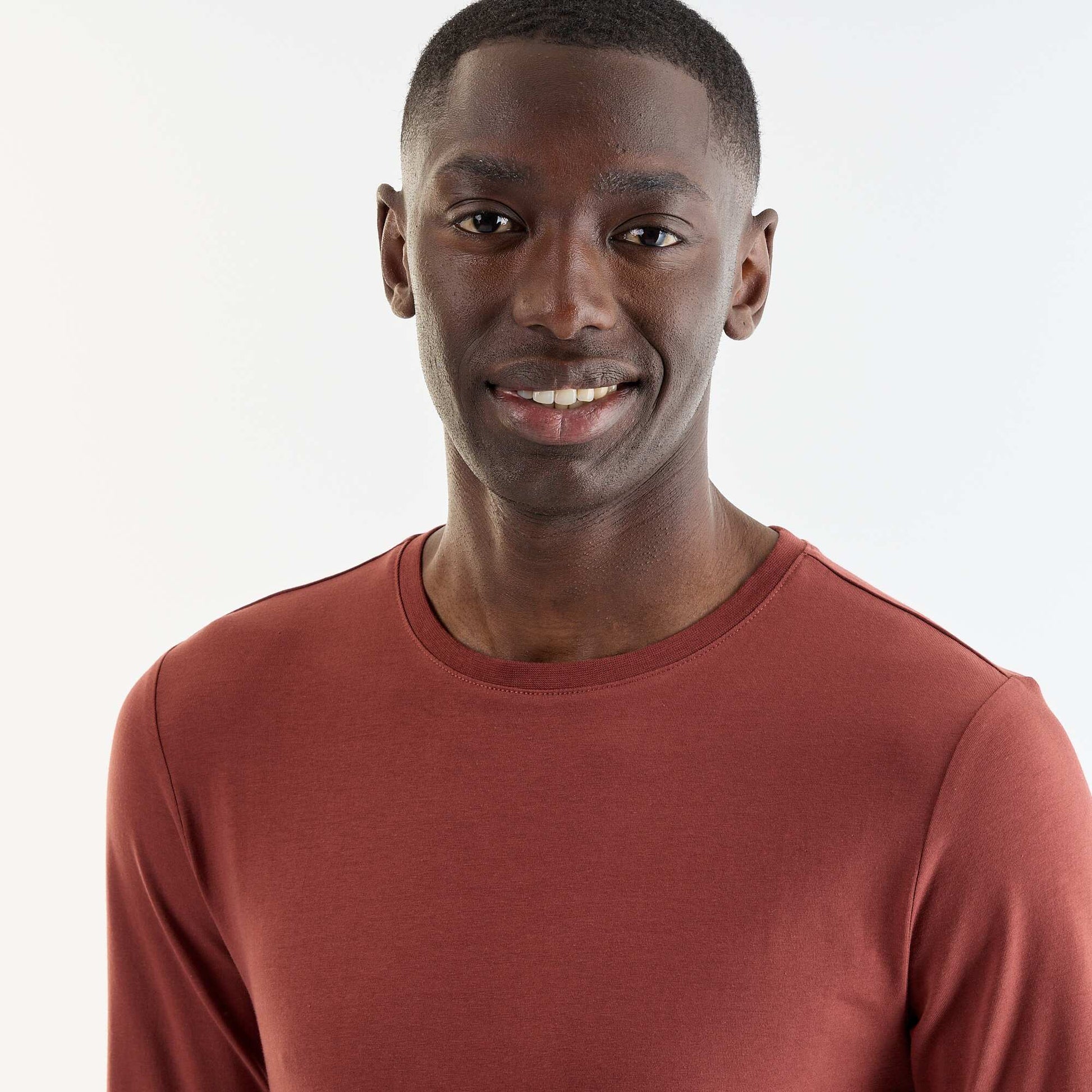 Plain Long-Sleeved T-Shirt BROWN