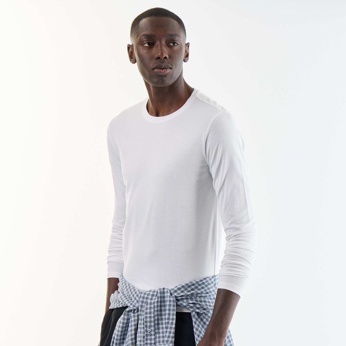 Plain Long-Sleeved T-Shirt WHITE