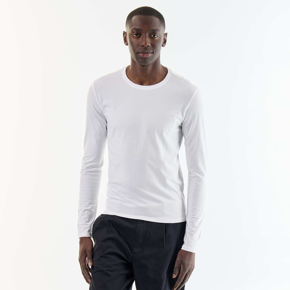 Plain Long-Sleeved T-Shirt WHITE