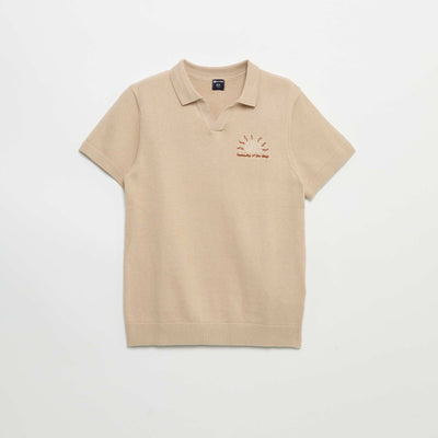 Short-Sleeve Polo Jumper BEIGE
