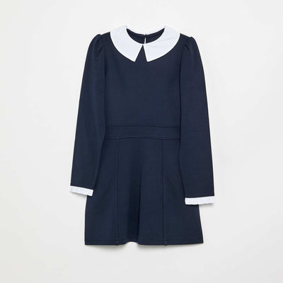Long-sleeved Peter Pan collar dress BLUE