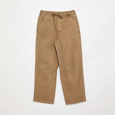 Relaxed Fit Trousers with Elasticated Waist BROWN