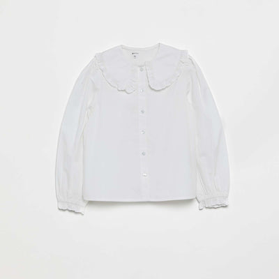 Blouse with large fancy collar WHITE