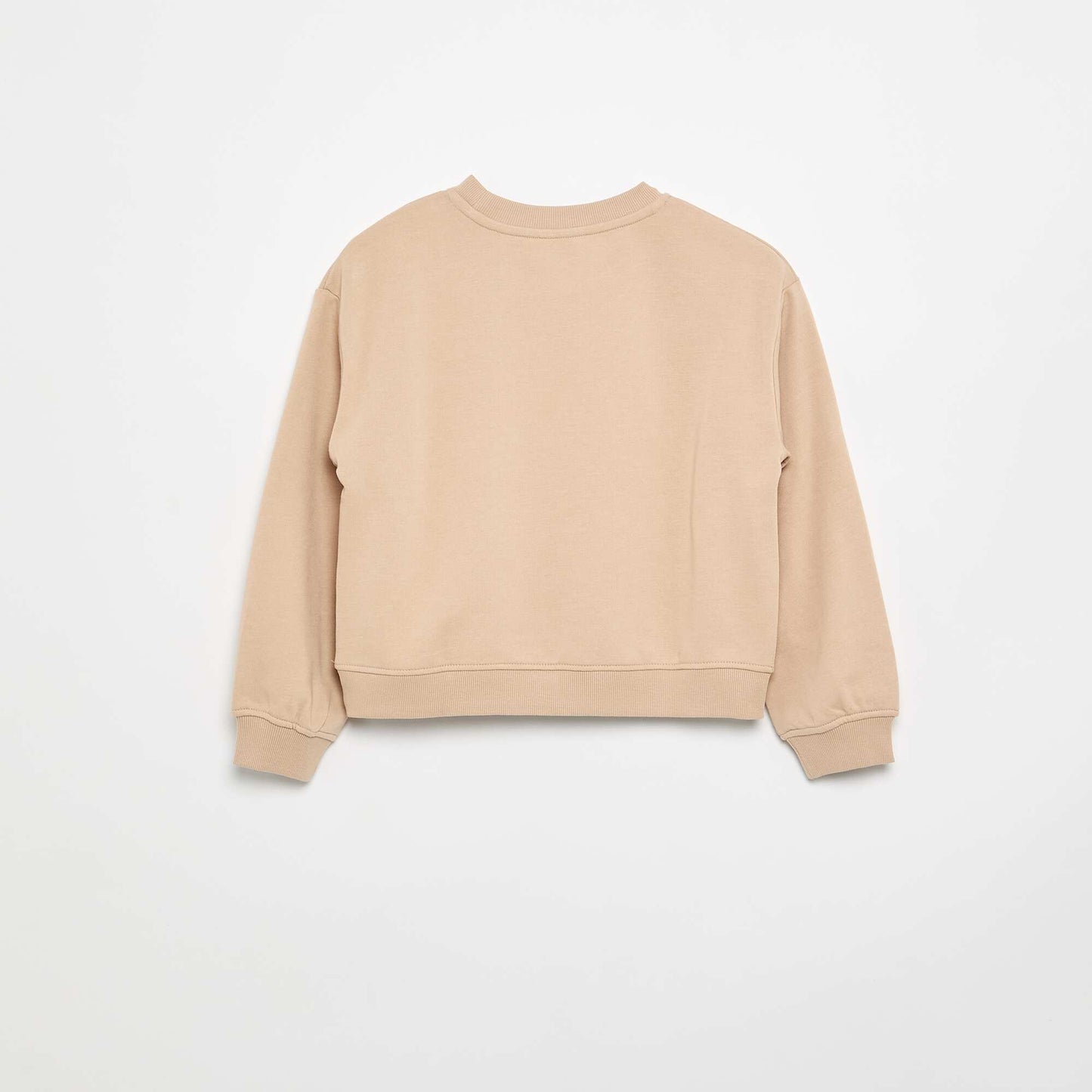 Fleece sweatshirt with chest print BEIGE