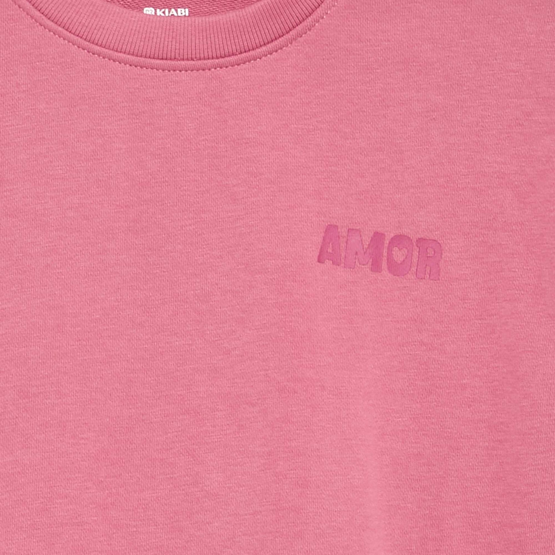 Fleece sweatshirt with chest print PINK