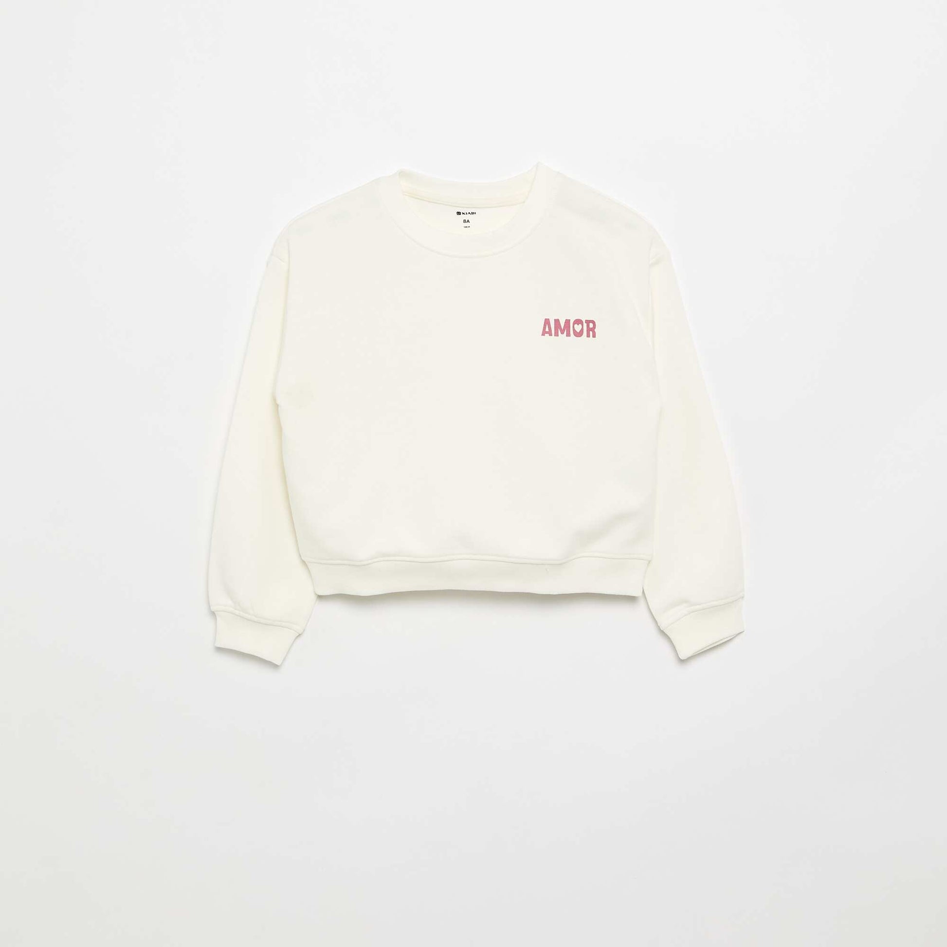Fleece sweatshirt with chest print WHITE