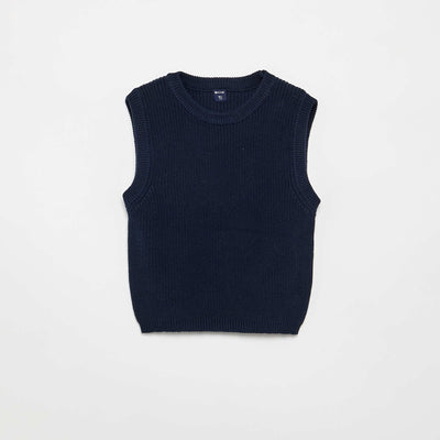 Knitted Sleeveless Sweater BLUE