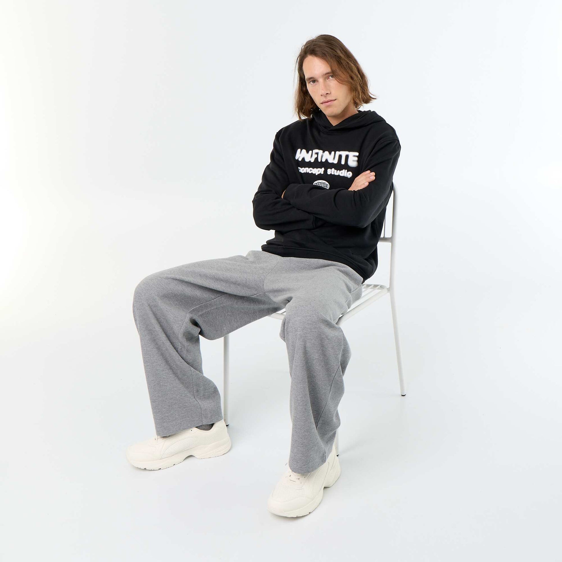 Lightweight Printed French Terry Sweatshirt BLACK