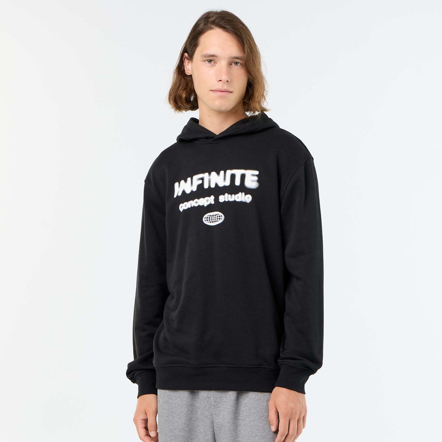 Lightweight Printed French Terry Sweatshirt BLACK
