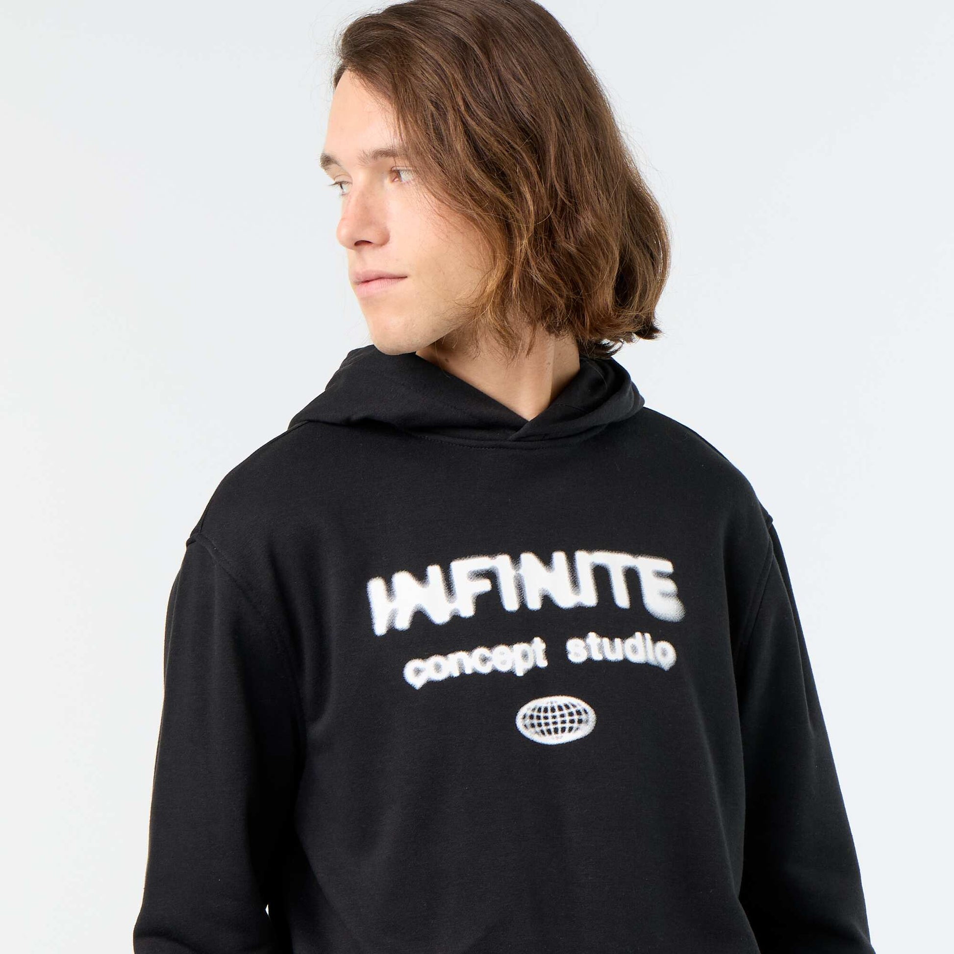 Lightweight Printed French Terry Sweatshirt BLACK
