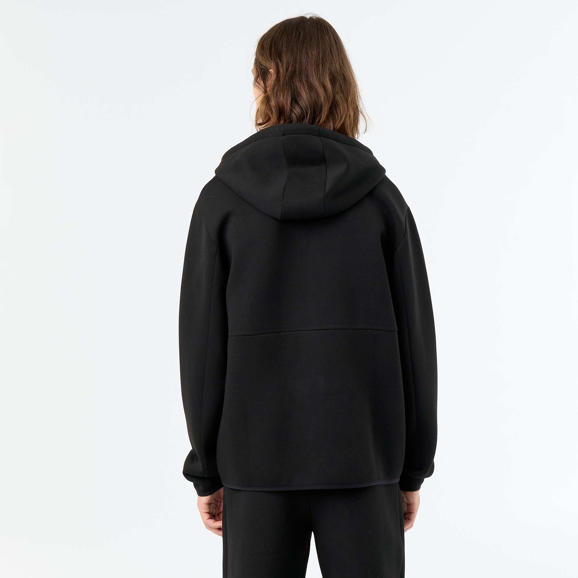 Neoprene-look hooded sweatshirt BLACK