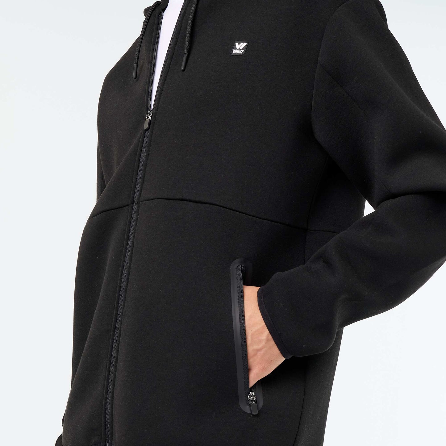 Neoprene-look hooded sweatshirt BLACK