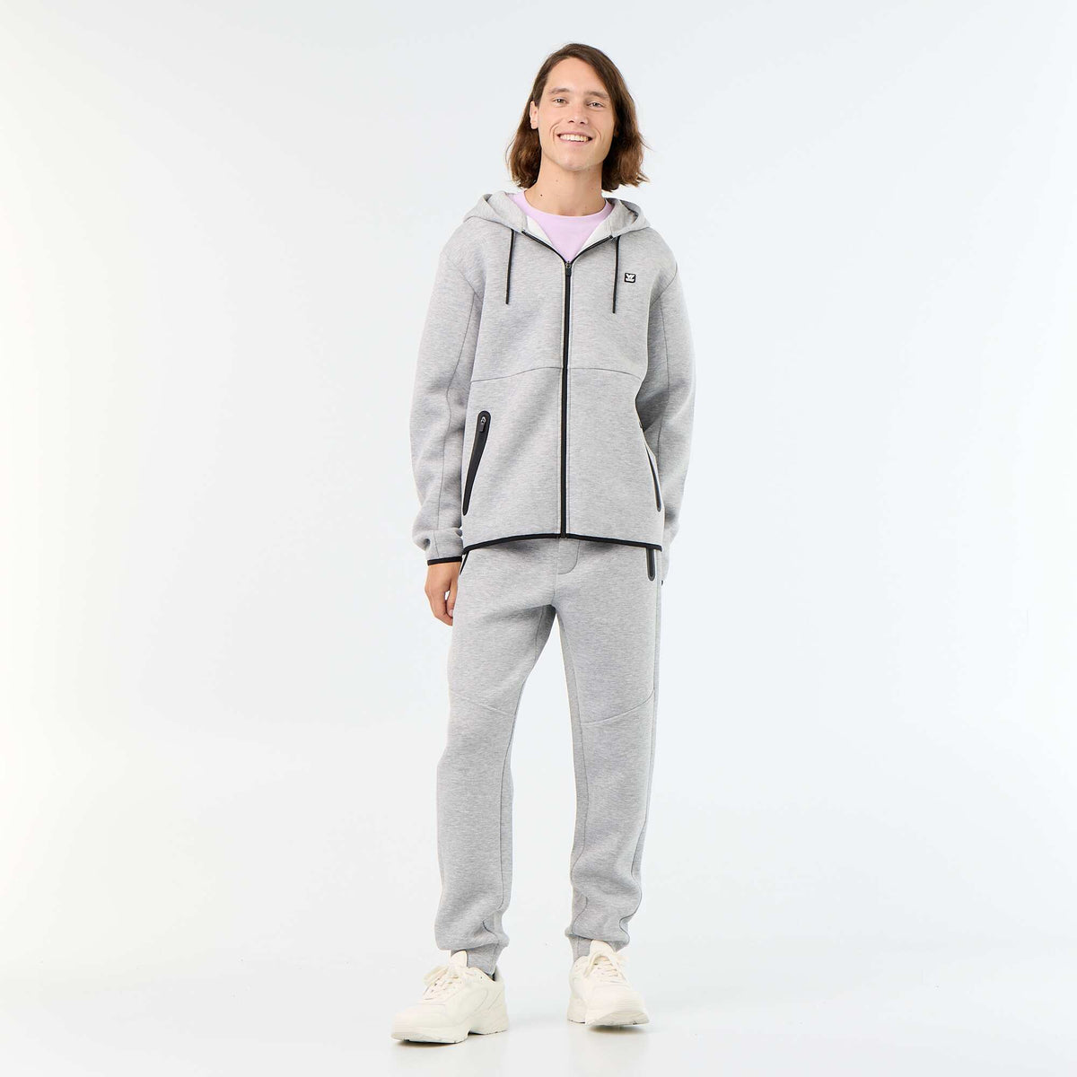 Neoprene-look hooded sweatshirt GREY