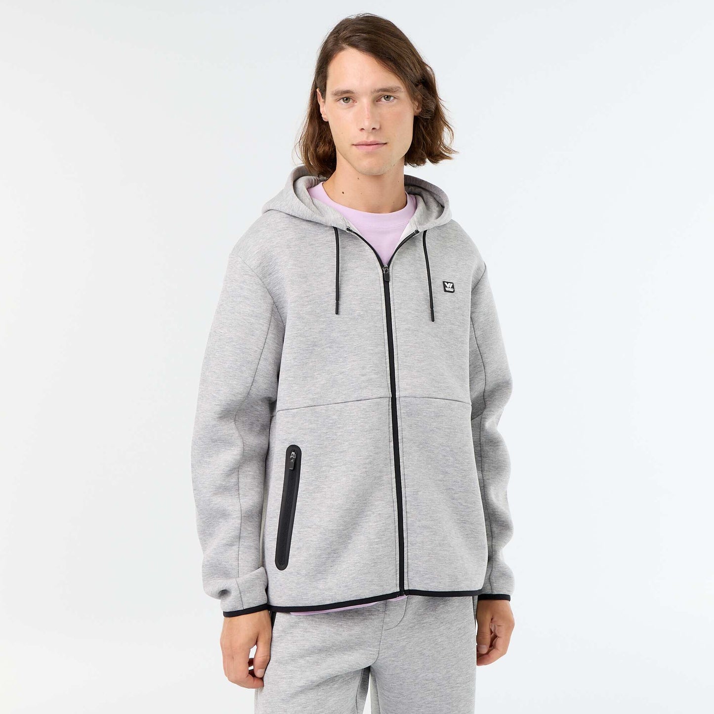 Neoprene-look hooded sweatshirt GREY